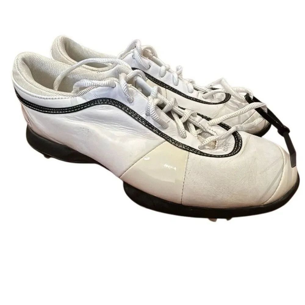 Nike Air women’s Golf Shoes Leather Spiked Lace Up Low Top White Black size 7.5